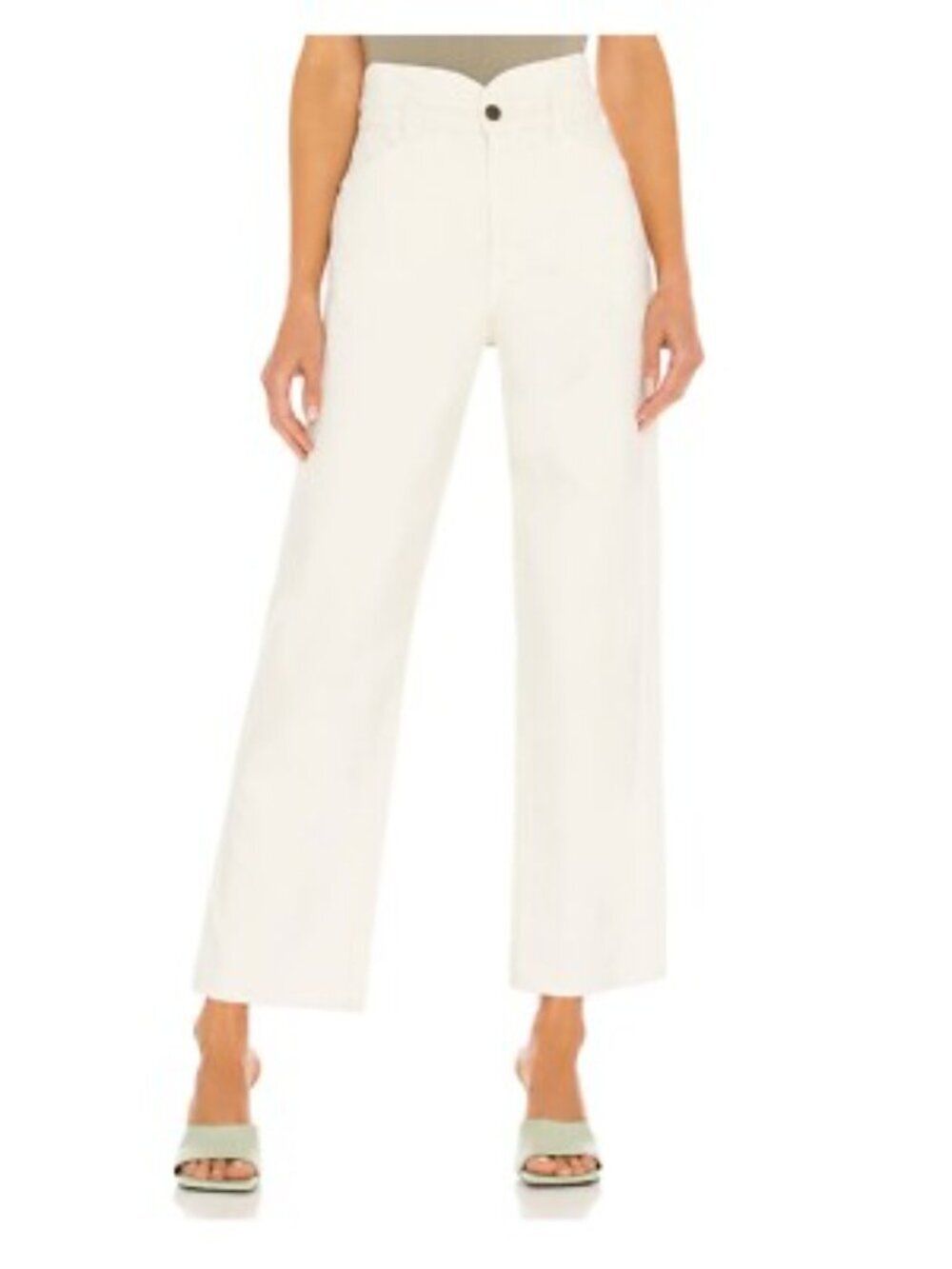 Veronica Beard Blake Classic Straight High Rise Jean Cream Size 25